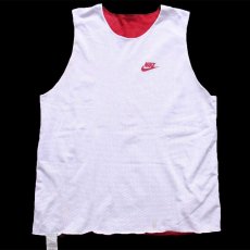 画像5: 00s USA製 NIKEナイキ リバーシブル ナイロン メッシュ タンクトップ 濃赤×白 L (5)
