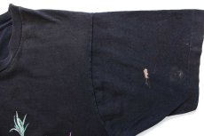 画像6: 90s USA製 BUSCH GARDENS 熱帯魚 タツノオトシゴ シェル 蛍光プリント アート コットンTシャツ 黒 フェード L (6)
