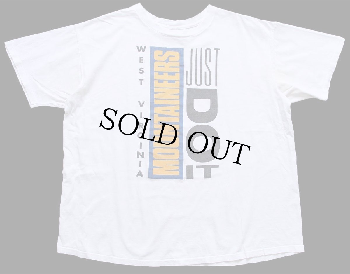 画像2: 90s USA製 NIKEナイキ WEST VIRGINIA MOUNTAINEERS JUST DO IT コットンTシャツ 白 XL (2)