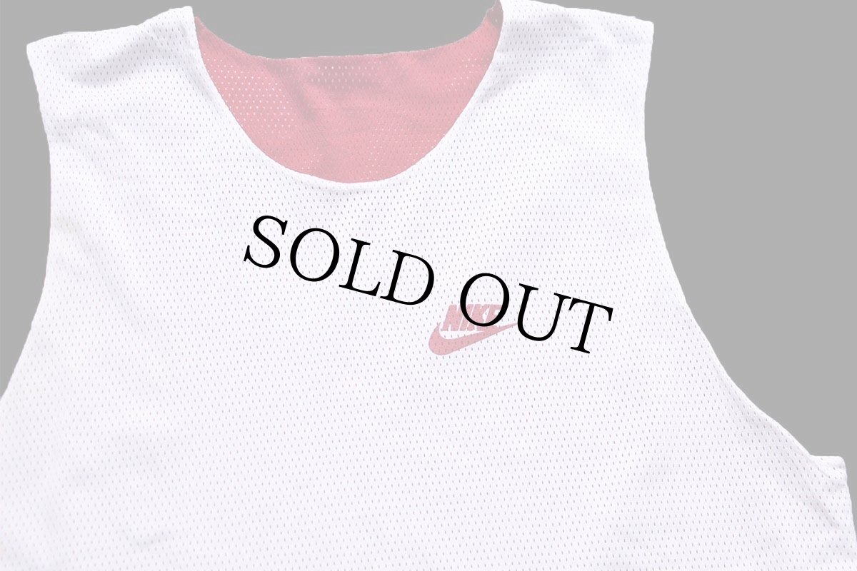 画像7: 00s USA製 NIKEナイキ リバーシブル ナイロン メッシュ タンクトップ 濃赤×白 L (7)