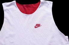 画像7: 00s USA製 NIKEナイキ リバーシブル ナイロン メッシュ タンクトップ 濃赤×白 L (7)
