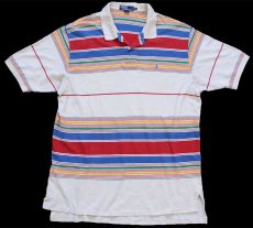 画像1: 90s ポロ ラルフローレン ランダムボーダー コットン 鹿の子 ポロシャツ XXL★特大  (1)
