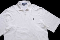 画像3: 00s ペルー製 POLO GOLF ラルフローレン ワンポイント スキッパーネック コットン 鹿の子 ポロシャツ アイボリー L (3)