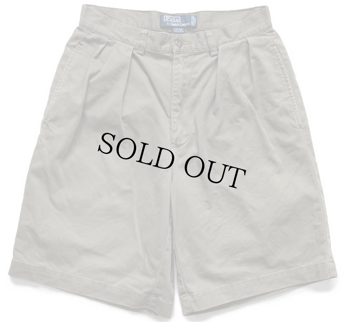 画像1: 90s メキシコ製 ポロ ラルフローレン TYLER SHORT ツータック コットン チノ ショートパンツ グレーブラウン 30★133 ショーツ (1)