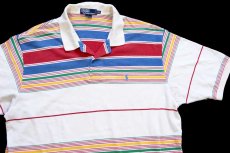 画像3: 90s ポロ ラルフローレン ランダムボーダー コットン 鹿の子 ポロシャツ XXL★特大  (3)