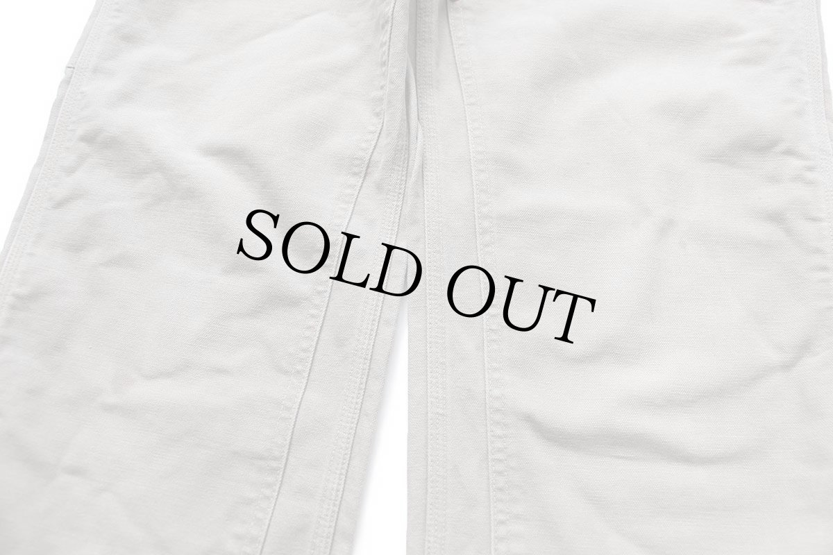 画像7: 90s USA製 carharttカーハート ダメージ ダブルニー ダック地 ペインターパンツ グレーベージュ W33 (7)