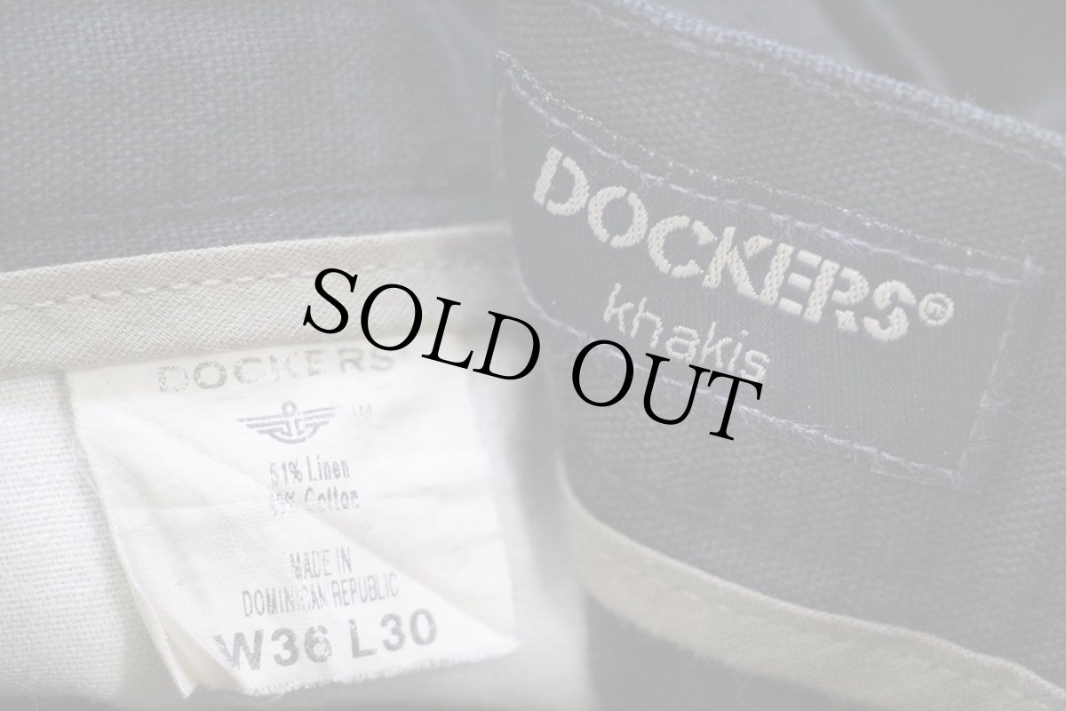 画像6: 00s DOCKERSドッカーズ Classic Fit ツータック スラックス リネン×コットンパンツ 濃紺 W36 L30★Levi'sリーバイス (6)