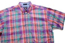 画像3: 90s CHAPS ラルフローレン マドラスチェック ボタンダウン 半袖 コットンシャツ L★インド綿 (3)