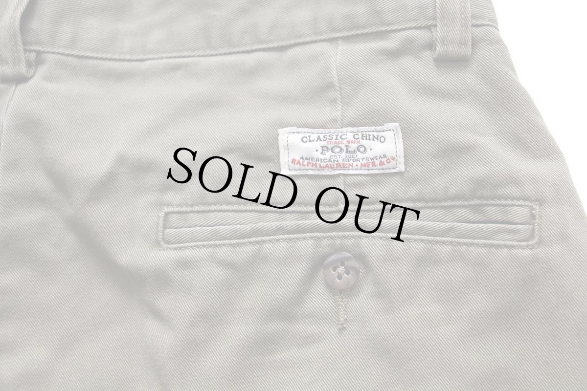 画像5: 90s メキシコ製 ポロ ラルフローレン TYLER SHORT ツータック コットン チノ ショートパンツ グレーブラウン 30★133 ショーツ (5)