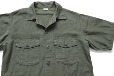 画像3: 70s 米軍 U.S.ARMY 半袖 コットンサテン ユーティリティシャツ カスタム オリーブ 16.5 (3)