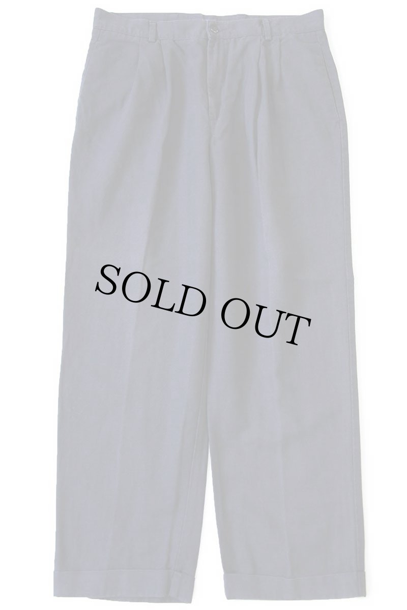 画像2: 00s DOCKERSドッカーズ Classic Fit ツータック スラックス リネン×コットンパンツ 濃紺 W36 L30★Levi'sリーバイス (2)