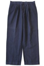 画像2: 00s DOCKERSドッカーズ Classic Fit ツータック スラックス リネン×コットンパンツ 濃紺 w36 L30★Levi'sリーバイス (2)