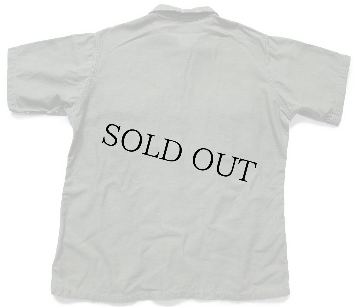 画像2: 70s 米軍 U.S.ARMY 半袖 コットンサテン ユーティリティシャツ カスタム オリーブ 16.5 (2)