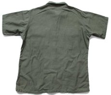 画像2: 70s 米軍 U.S.ARMY 半袖 コットンサテン ユーティリティシャツ カスタム オリーブ 16.5 (2)