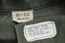 画像4: 70s 米軍 U.S.ARMY 半袖 コットンサテン ユーティリティシャツ カスタム オリーブ 16.5 (4)