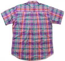 画像2: 90s CHAPS ラルフローレン マドラスチェック ボタンダウン 半袖 コットンシャツ L★インド綿 (2)