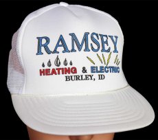 画像1: デッドストック★90s RAMSEY HEATING & ELECTRIC メッシュキャップ 白 (1)