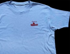 画像1: 90s 日本製 CASAS DE TACOS OKINAWA ソンブレロ コットンTシャツ 水色 (1)