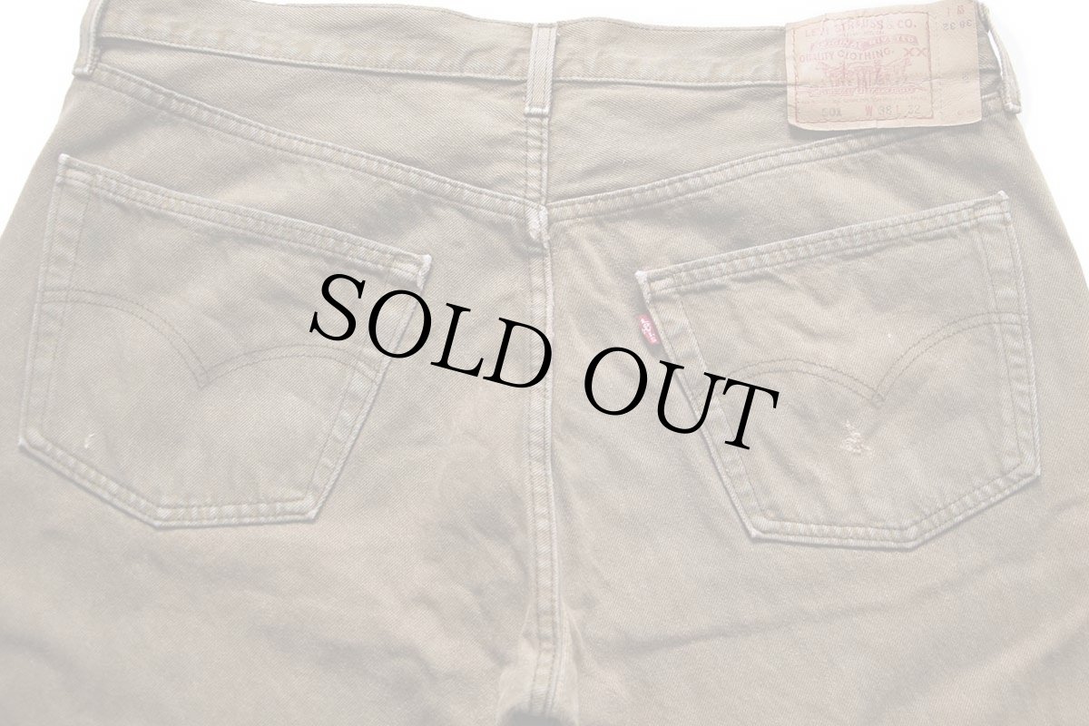 画像5: 00s USA製 Levi'sリーバイス 501 後染め カラーデニムパンツ オリーブ フェード W38 L32★オールド (5)