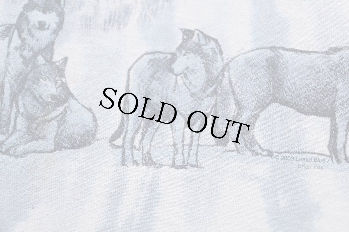 画像5: 00s USA製 LIQUID BLUE GREAT WOLF LODGE ウルフ アート タイダイ染め コットンTシャツ 特大 (5)
