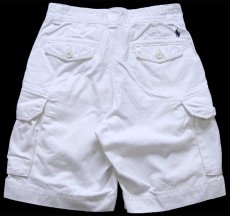 画像2: 00s ポロ ラルフローレン USED加工 コットン カーゴ ショートパンツ 白 31★ショーツ ハーフ (2)