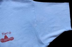 画像8: 90s 日本製 CASAS DE TACOS OKINAWA ソンブレロ コットンTシャツ 水色 (8)