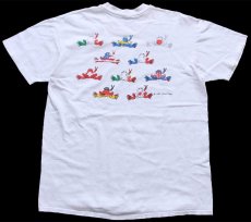 画像3: 90s USA製 Peace Frogs カエル 国旗 アート コットンTシャツ 白 L (3)