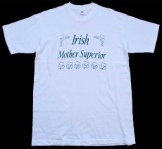 画像2: 90s USA製 Irish Mother Superior クローバー コットンTシャツ 白 L (2)