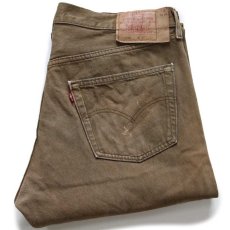 画像1: 00s USA製 Levi'sリーバイス 501 後染め カラーデニムパンツ オリーブ フェード W38 L32★オールド (1)