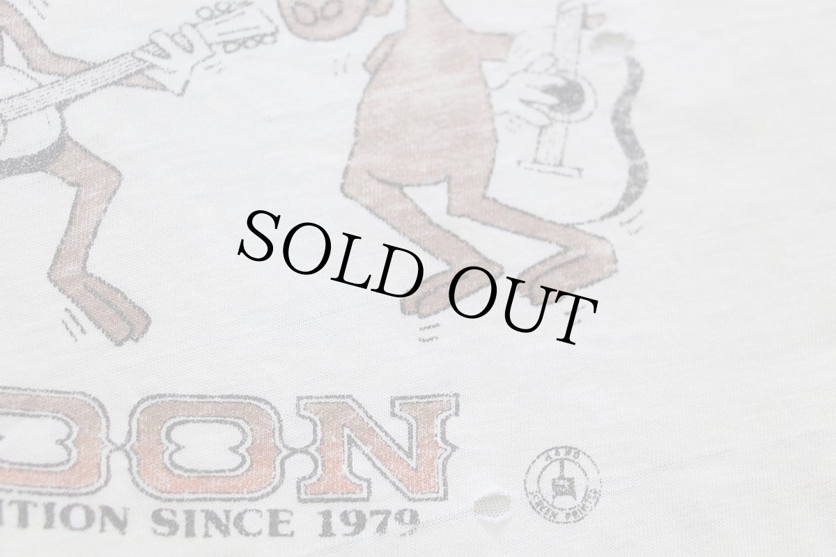 画像5: 80s USA製 BULLWINKLE'S SALOON ムース ギター イラスト ポケットTシャツ ボロ (5)