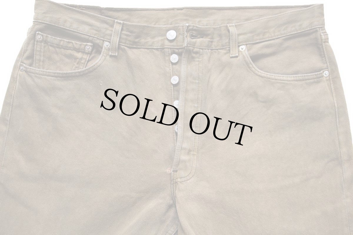 画像4: 00s USA製 Levi'sリーバイス 501 後染め カラーデニムパンツ オリーブ フェード W38 L32★オールド (4)