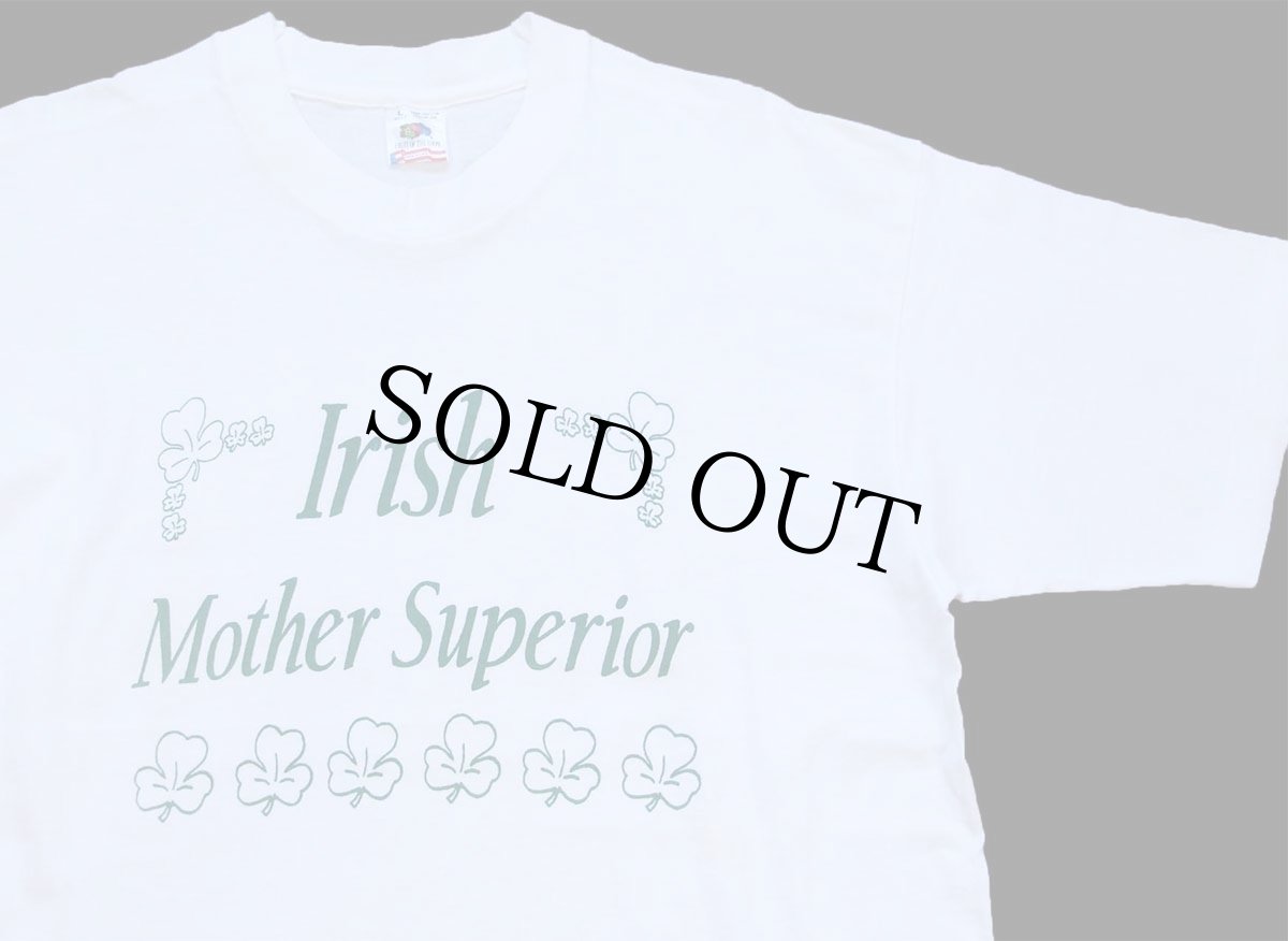 画像1: 90s USA製 Irish Mother Superior クローバー コットンTシャツ 白 L (1)