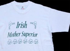 画像1: 90s USA製 Irish Mother Superior クローバー コットンTシャツ 白 L (1)