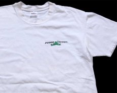 画像1: 90s USA製 Peace Frogs カエル 国旗 アート コットンTシャツ 白 L (1)