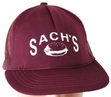 画像1: 90s SACH'S ハンバーガー メッシュキャップ ワインレッド (1)