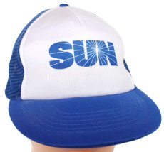 画像1: 90s SUN ツートン 切り替え メッシュキャップ 青×白 (1)