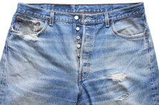 画像4: 90s USA製 Levi'sリーバイス 501 ダメージ デニムパンツ ヒゲ W40 L32★177 (4)