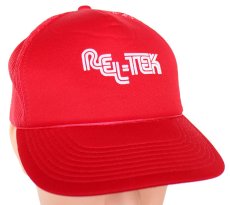 画像1: 90s REL-TEK 発泡プリント メッシュキャップ 赤 (1)