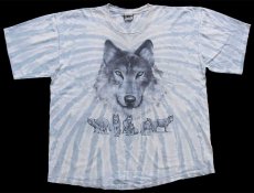 画像2: 00s USA製 LIQUID BLUE GREAT WOLF LODGE ウルフ アート タイダイ染め コットンTシャツ 特大 (2)