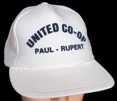 画像1: 90s UNITED CO-OP PAUL-RUPERT 発泡プリント メッシュキャップ 白 (1)