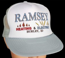 画像1: デッドストック★90s RAMSEY HEATING & ELECTRIC ツートン 切り替え メッシュキャップ グレー×白 (1)