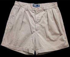 画像1: 90s メキシコ製 ポロ ラルフローレン ANDREW SHORT ツータック コットン チノ ショートパンツ ベージュ 33★134 ショーツ (1)
