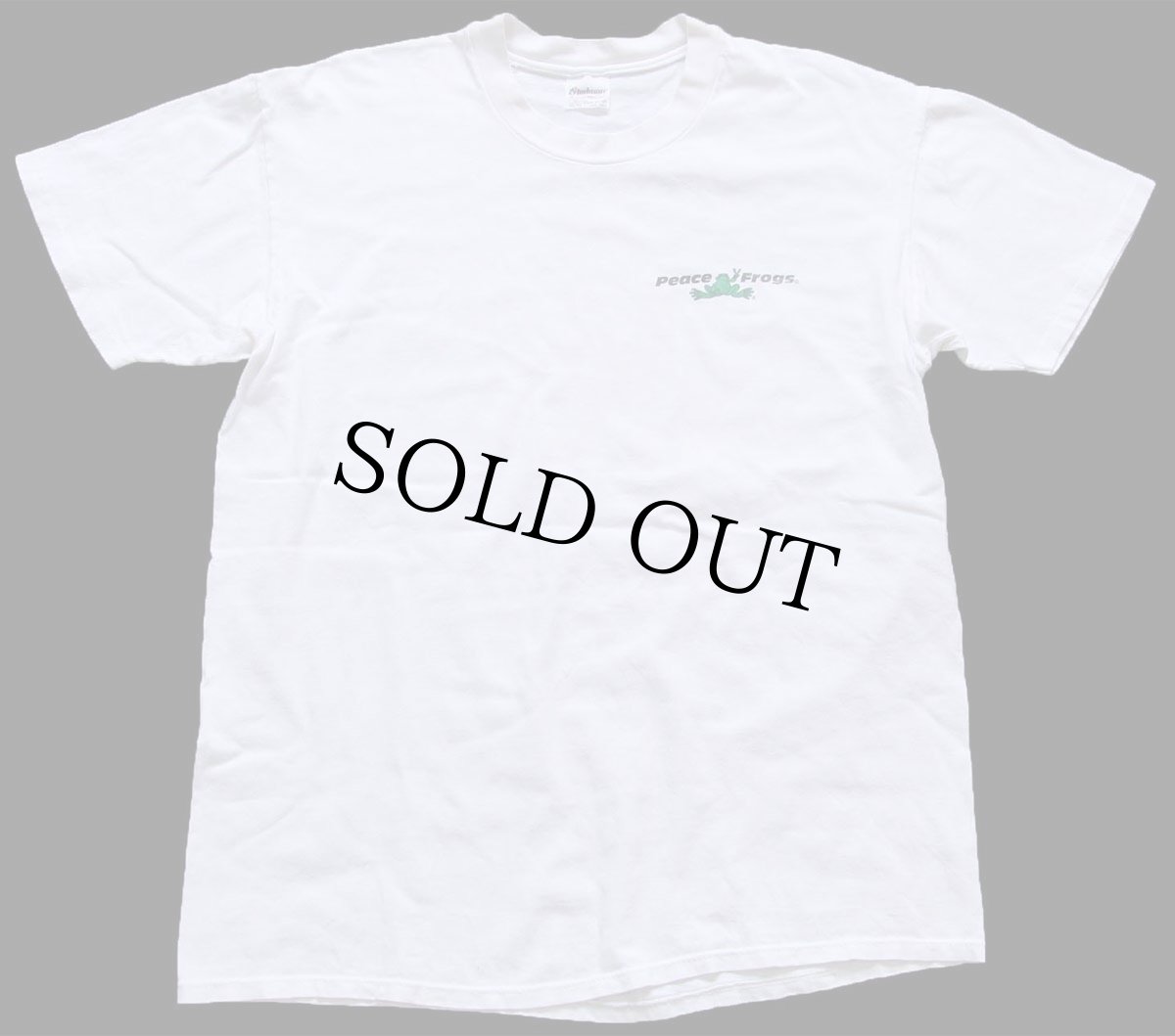 画像2: 90s USA製 Peace Frogs カエル 国旗 アート コットンTシャツ 白 L (2)