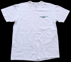 画像2: 90s USA製 Peace Frogs カエル 国旗 アート コットンTシャツ 白 L (2)