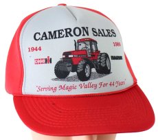 画像1: 80s CAMERON SALES case MAGNUM トラクター ツートン 切り替え キャップ 赤×グレー (1)