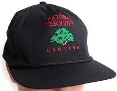画像1: デッドストック★90s MOTHER MESQUITE'S CANTINA 木 刺繍 キャップ 黒 (1)