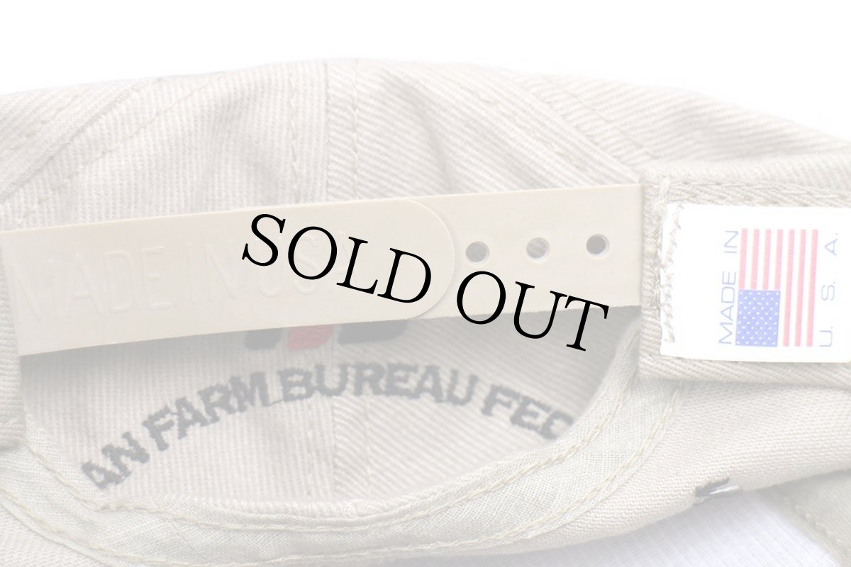 画像7: 90s USA製 Dodgeダッジ AMERICAN FARM BUREAU FEOERATION ロゴ刺繍 ツートン 切り替え コットンキャップ ベージュ×黒 (7)