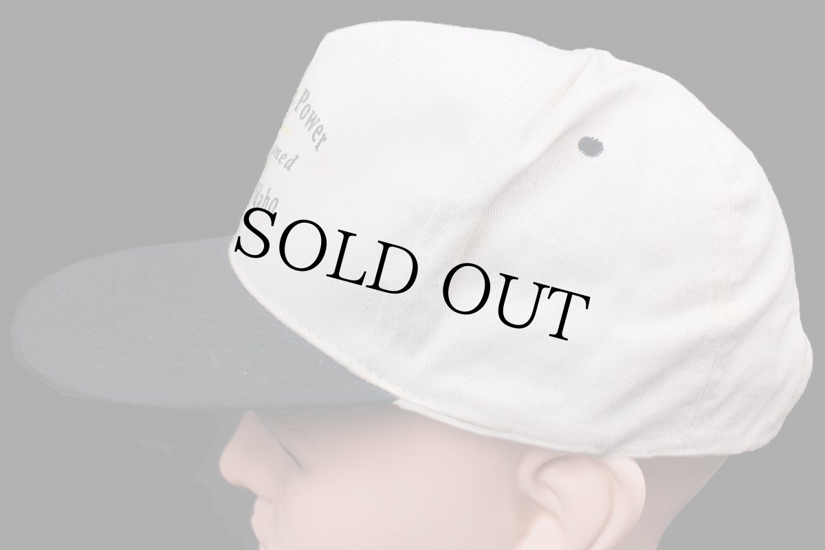 画像2: デッドストック★90s Unity Light & Power Member Owned ツートン 切り替え コットンキャップ 生成り×黒 (2)