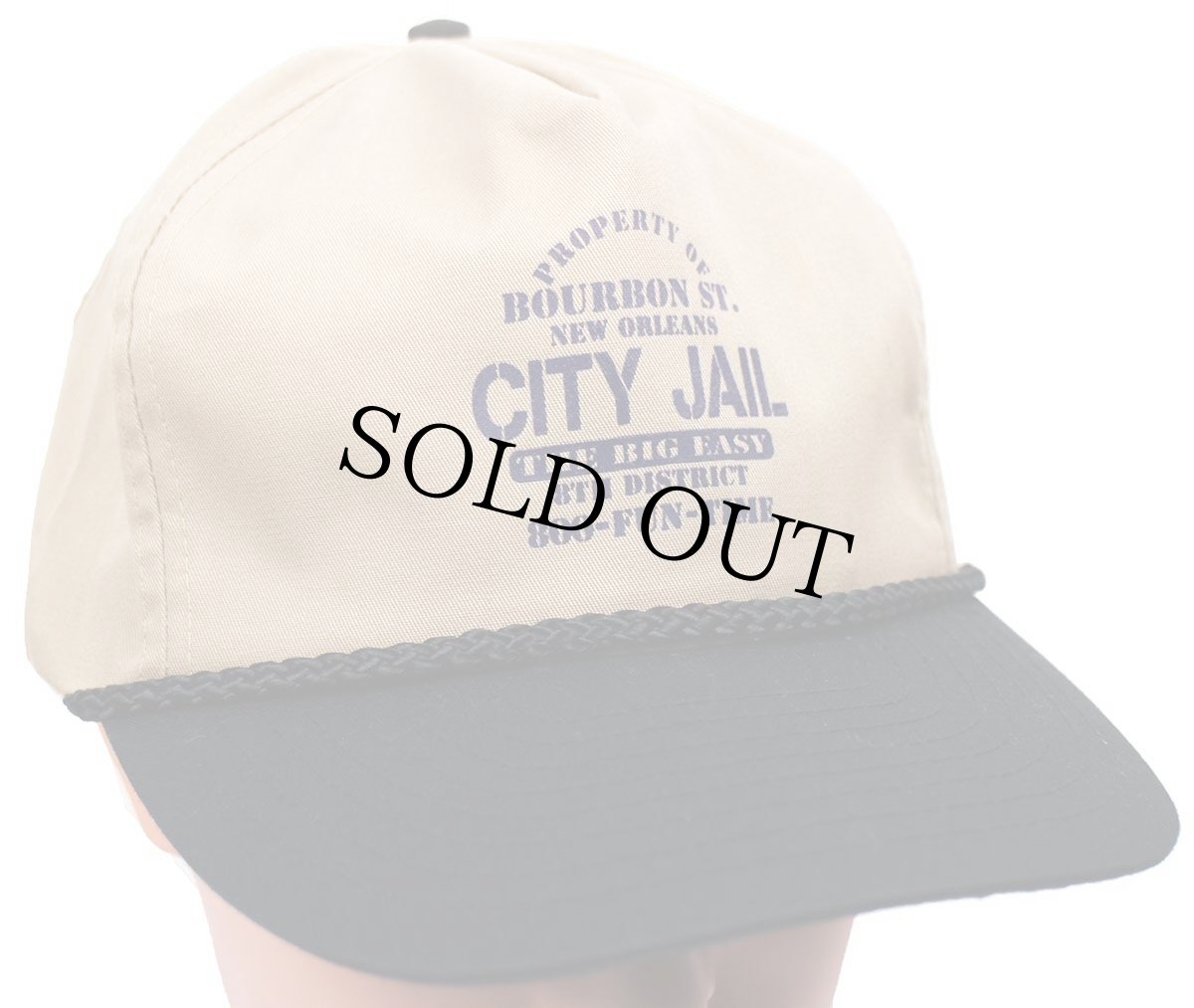 画像1: デッドストック★90s NEW ORLEANS CITY JAIL THE BIG EASY ツートン 切り替え キャップ カーキ×黒 (1)