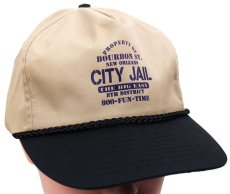 画像1: デッドストック★90s NEW ORLEANS CITY JAIL THE BIG EASY ツートン 切り替え キャップ カーキ×黒 (1)